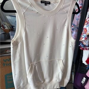 David Lerner Cream Tank Top with Pocket